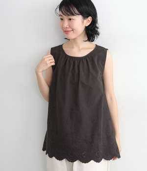 スカラップレースノースリーブブラウス(Dパープル-ONESIZE)