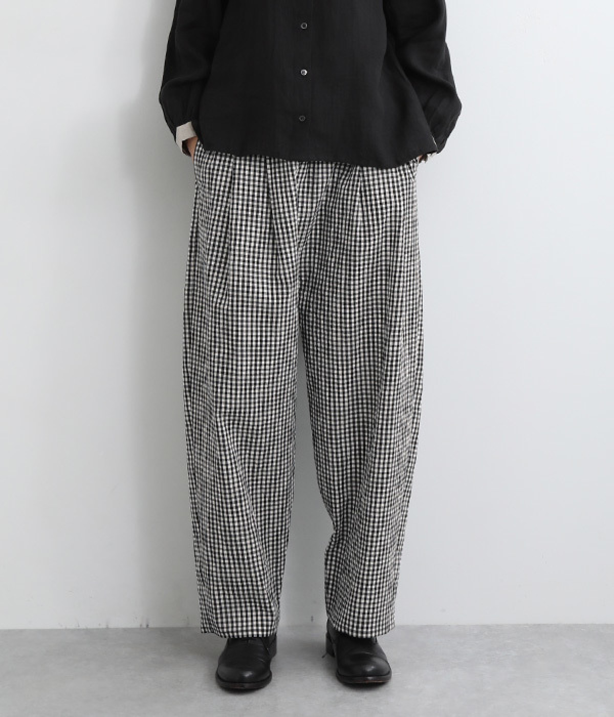 サルエル風チェックロングパンツ(ギンガムチェック-ONESIZE)