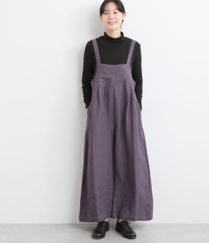 ベルガモリネン胸当て付きサロペット(パープル-ONESIZE)