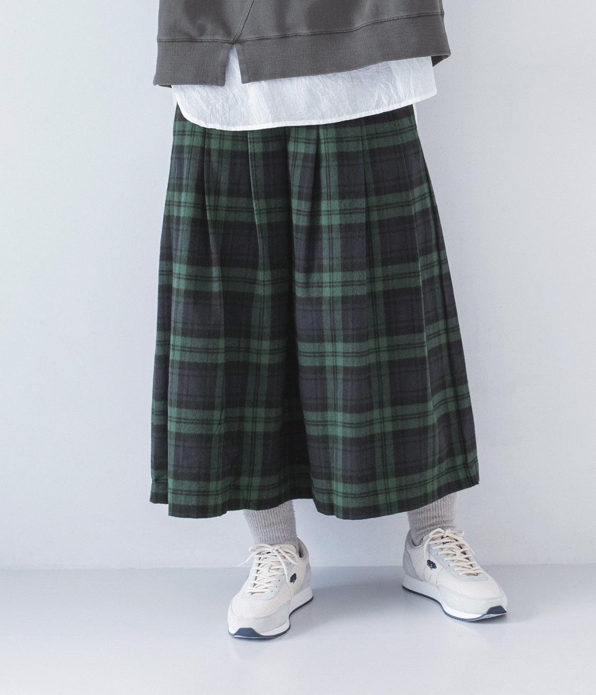 コットンシャギーチェックスカート(ブラックウォッチ-ONESIZE)