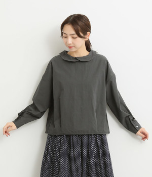 近江晒後重ね襟２WAYブラウス(チャコール-ONESIZE)