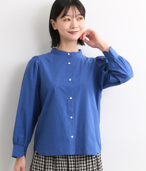 近江晒袖山ギャザー入りブラウス(ロイヤルブルー-ONESIZE)