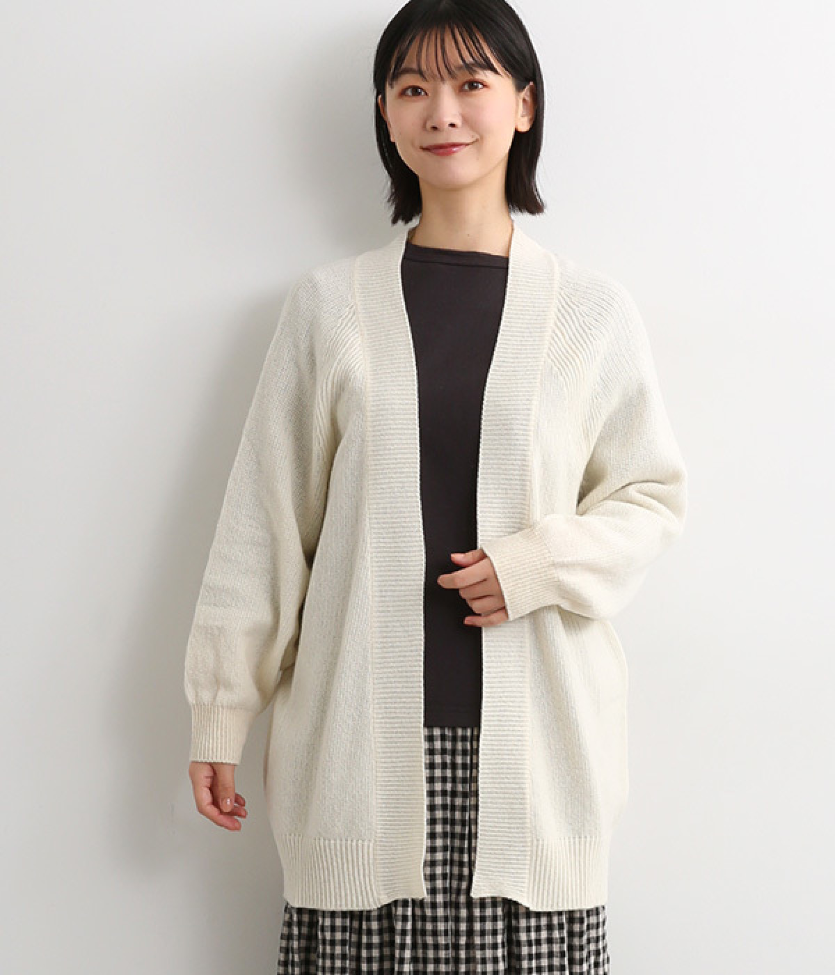 ウール混トッパーカーディガン(オフホワイト-ONESIZE)