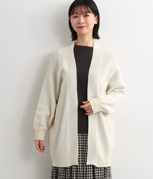 ウール混トッパーカーディガン(オフホワイト-ONESIZE)