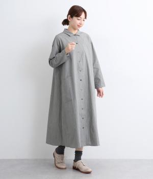 Aラインシャツワンピース(ミジン千鳥-F)