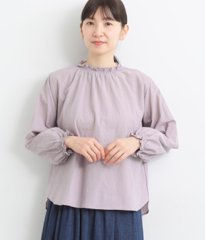 東炊きローンシャーリングブラウス(アッシュパープル-ONESIZE)