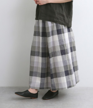 前後タックブロックチェックスカート(ブラックチェック-ONESIZE)