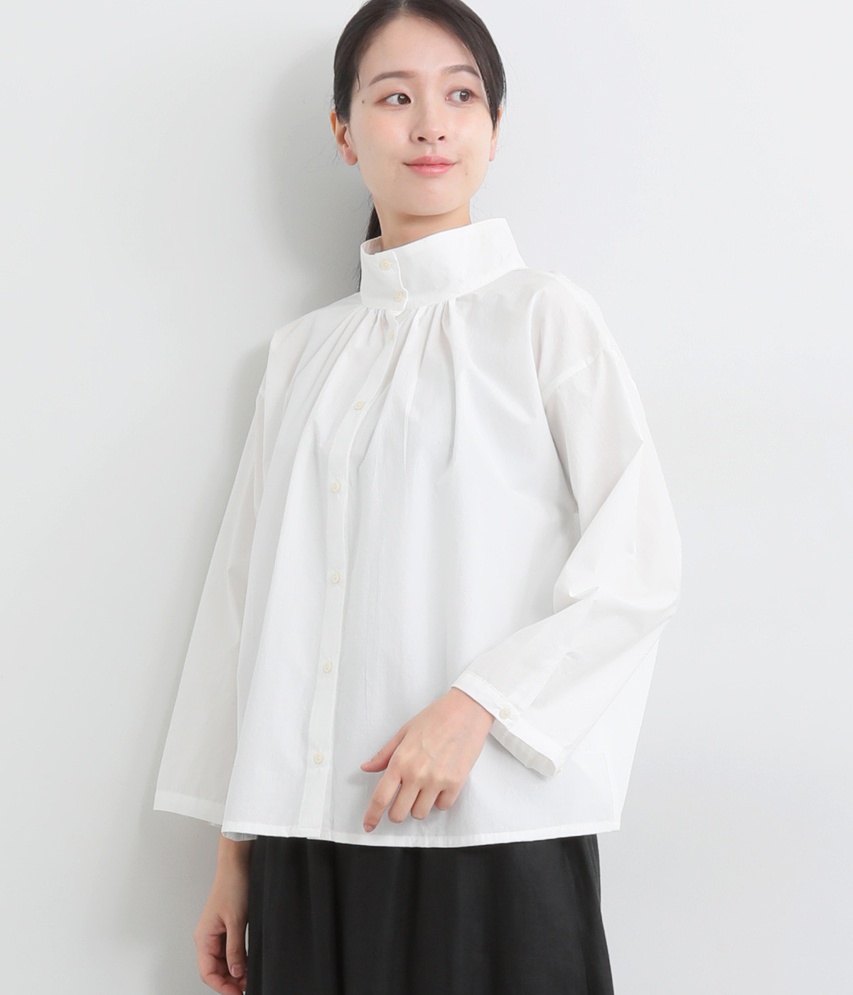 近江晒ハイネック2wayブラウス(オフ-ONESIZE)