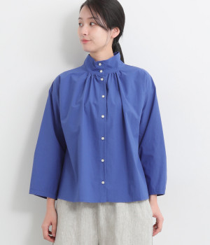 近江晒ハイネック2wayブラウス(ロイヤルブルー-ONESIZE)