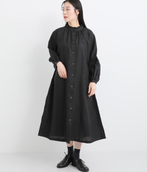 リネン襟フリルワンピース