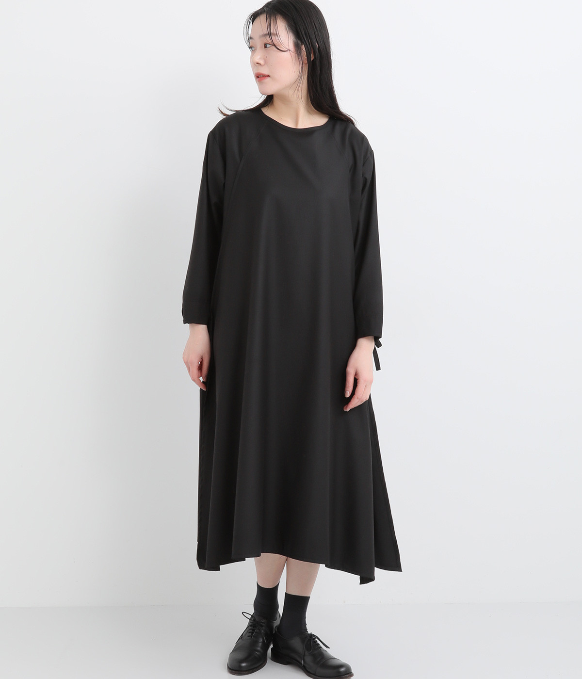 2枚重ねエプロンワンピース(ブラック-ONESIZE)