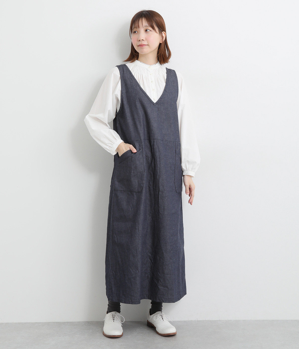 8オンスデニムジャンパースカート(ネイビー-ONESIZE)