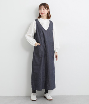 8オンスデニムジャンパースカート(ネイビー-ONESIZE)