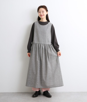 コットンリネンエプロンワンピース