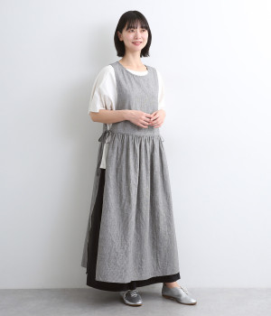 コットンリネンエプロンワンピース(千鳥チェック-ONESIZE)