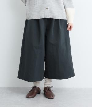 コットンリネンナイロンガウチョパンツ(チャコールグレー-F)