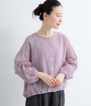 コットンリネンギャザーコクーンブラウス