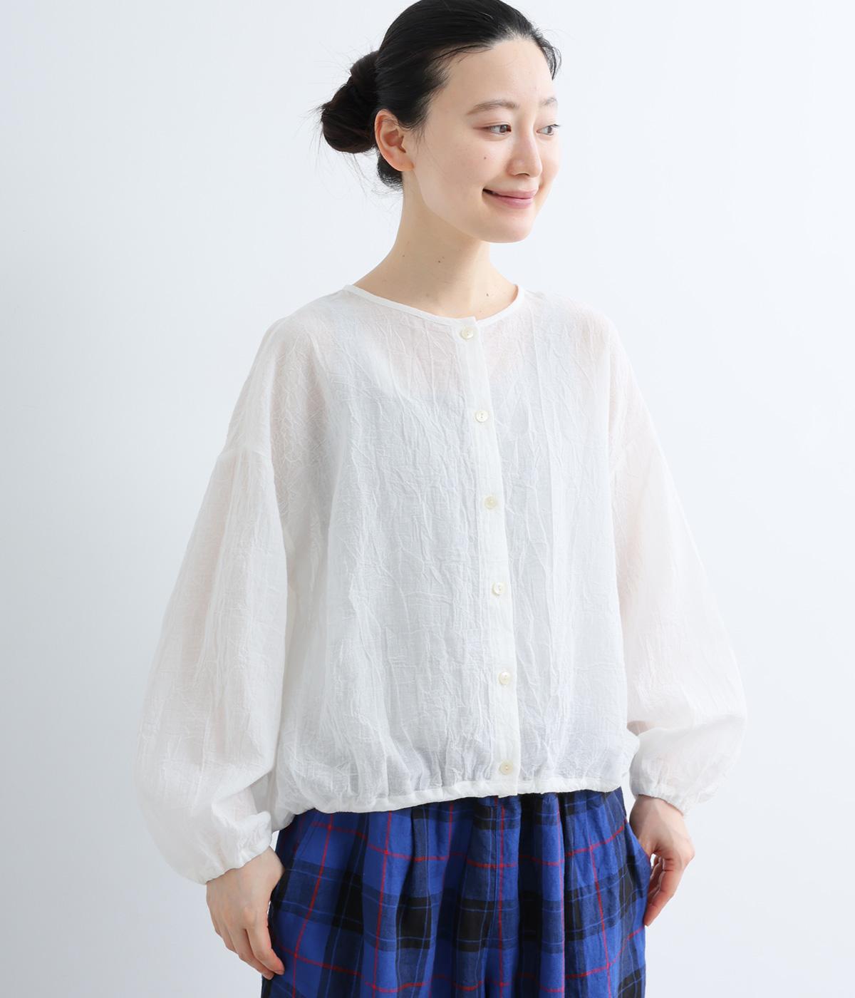 コットンリネンギャザーコクーンブラウス(オフ-F)
