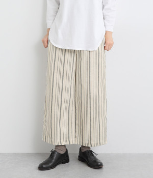 手織ストライプヨークパンツ(ナチュラルブラック-ONESIZE)