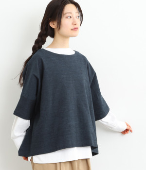 コットン手織藍染リラックスプルオーバー(インディゴ-ONESIZE)