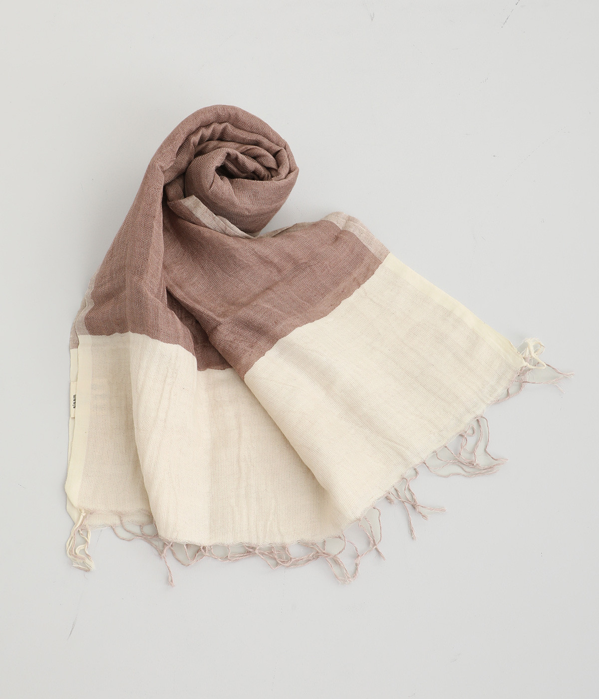 オーガニックコットン手織リネンストール(グレーパープル-ONESIZE)