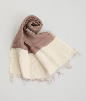 オーガニックコットン手織リネンストール(グレーパープル-ONESIZE)