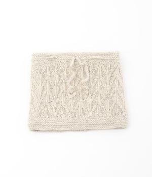 手編みウール木漏れ日2wayネックウォーマー(グレイッシュホワイト-ONESIZE)