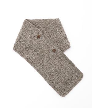 手編みウールボタン2wayマフラー(グレイッシュブラウン-ONESIZE)