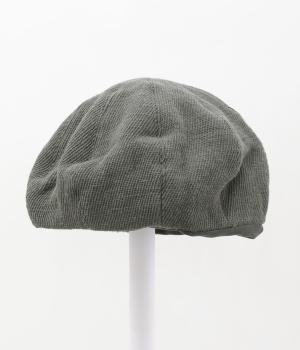 手編みウールコットンベレー(ダークグレー-ONESIZE)