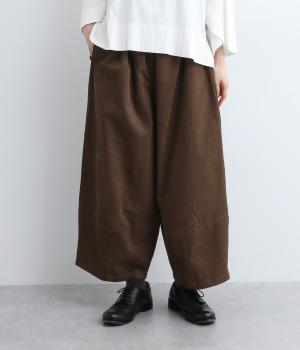 オーガニックコットンコーデュロイひかりコクーンパンツ(ダークブラウン-ONESIZE)