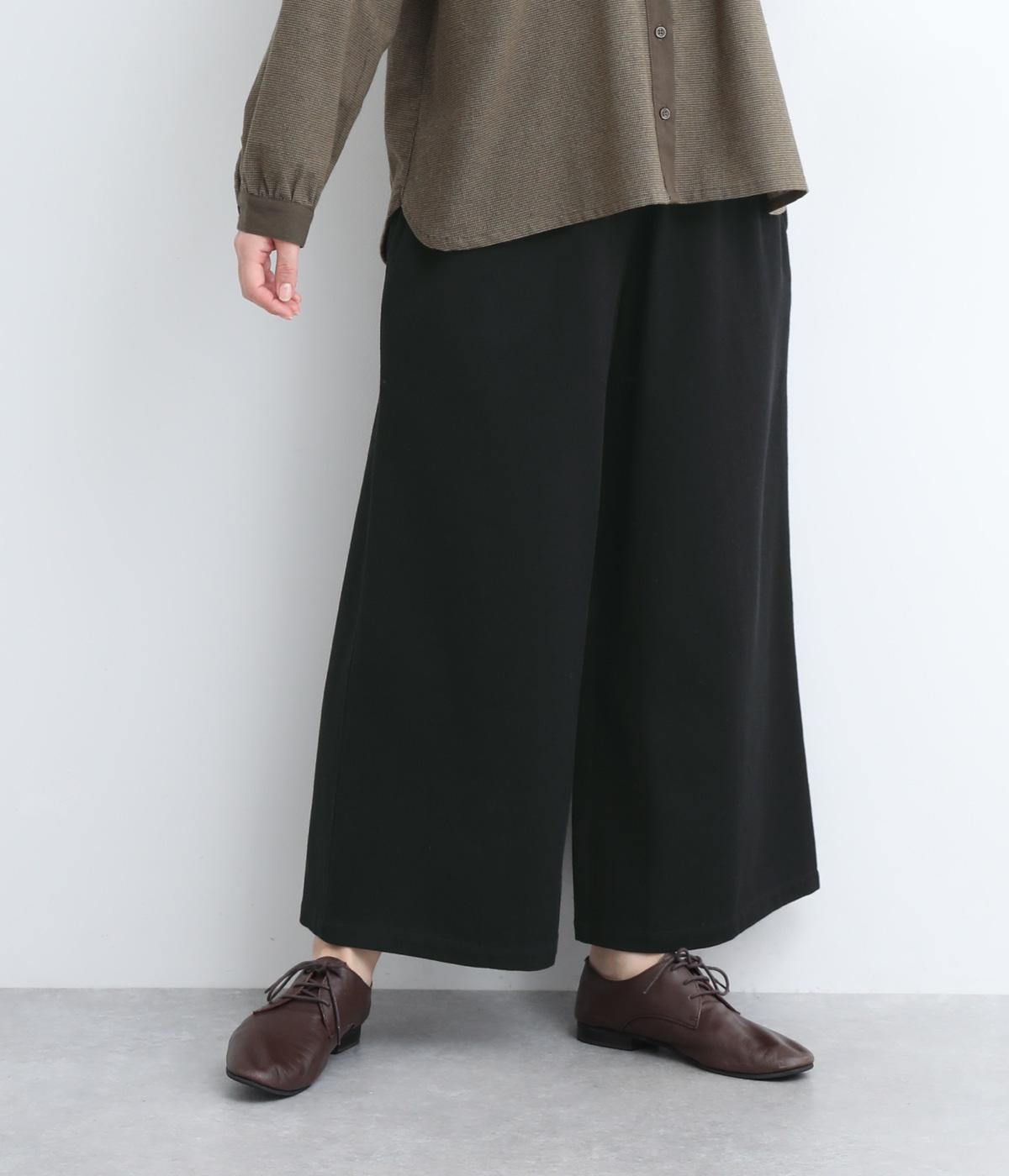 コットン糸染バックツイル綾織シサムノガウチョパンツ(ネイビーブラック-ONESIZE)