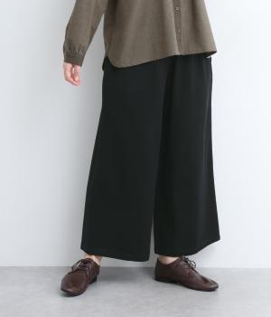 コットン糸染バックツイル綾織シサムノガウチョパンツ(ネイビーブラック-ONESIZE)