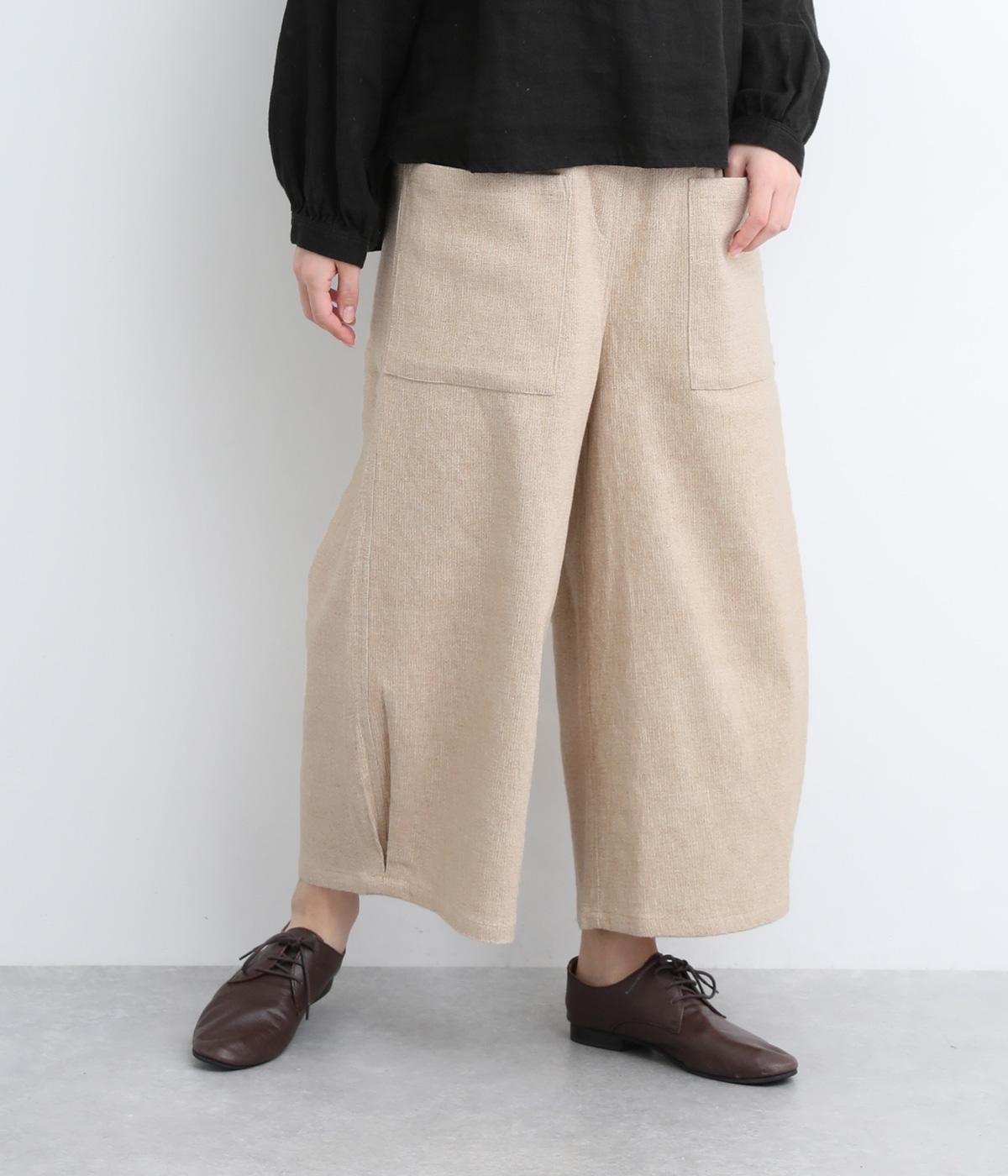 手織おおきなポケットパンツ(ライトベージュ-ONESIZE)