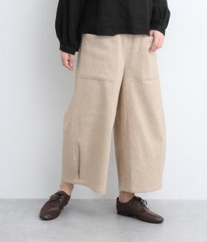 手織おおきなポケットパンツ(ライトベージュ-ONESIZE)