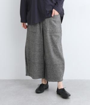 手織おおきなポケットパンツ(ブラックアイボリー-ONESIZE)