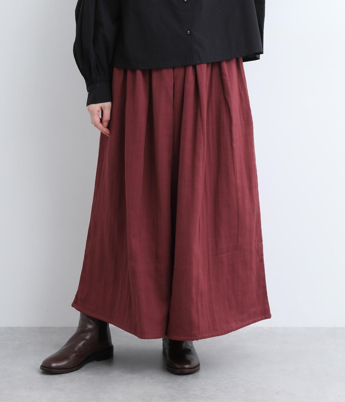 Wガーゼボリュームタックキュロット(ダークレッド-ONESIZE)