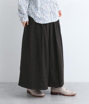 Wガーゼボリュームタックキュロット(ブラック-ONESIZE)