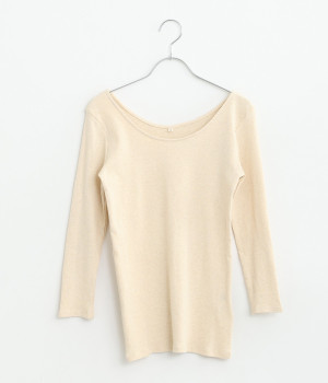 オーガニックコットンインナー8分袖トップス(ベージュ-L)