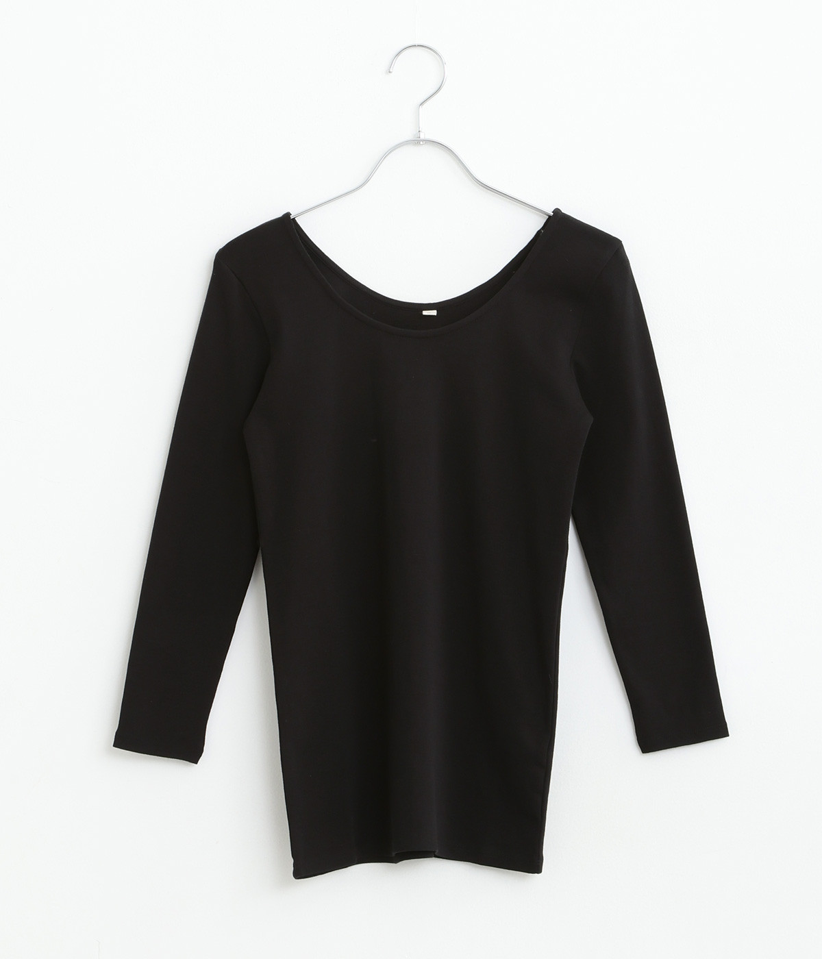 オーガニックコットンインナー8分袖トップス(ブラック-M)