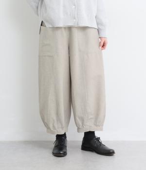 スソギャザーパンツ(ホワイトグレイ-F)