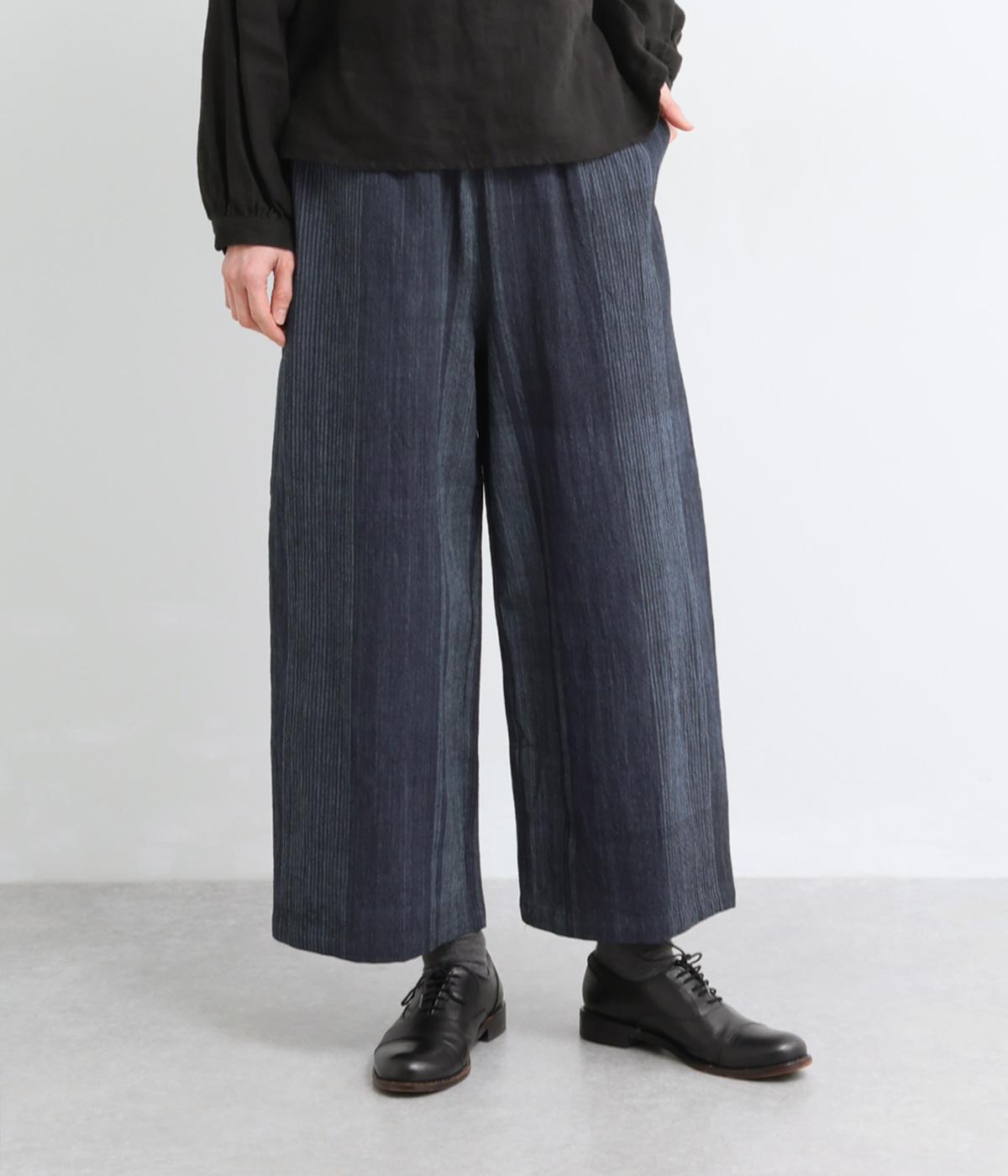手織藍染タテシマストレートパンツ｜sisam（シサム）の商品詳細