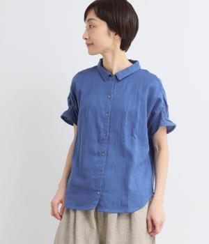 Wガーゼハンソデギャザーシャツ