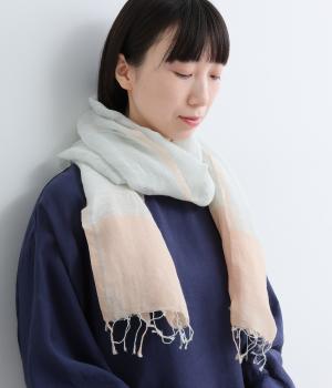 手織リネンストール(ピンクベージュ-F)