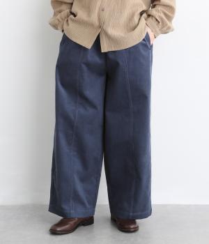 オーガニックコットンコーデュロイパネルパンツ（ブルー・F）