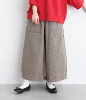 手織おおきなポケットパンツ（グレーベージュ・F）