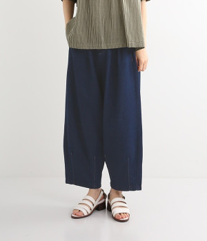 デニムドサーカスパンツ(クロップド丈)(ワンウォッシュ-L)