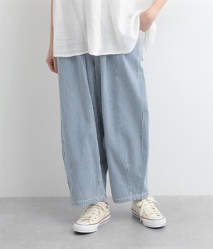 デニムドサーカスパンツ(クロップド丈)(ヒッコリーブルー-S)