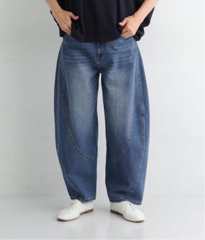 デニム立体切替バルーンパンツ(ヴィンテージネイビー-L)