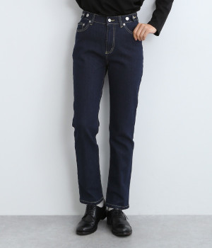 わがままフィットリサイクルデニムスキニーパンツ(ネイビー-L)