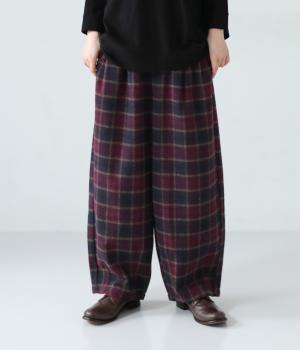 ライトメルトンサーカスパンツ(ネイビーレッドタータン-L)